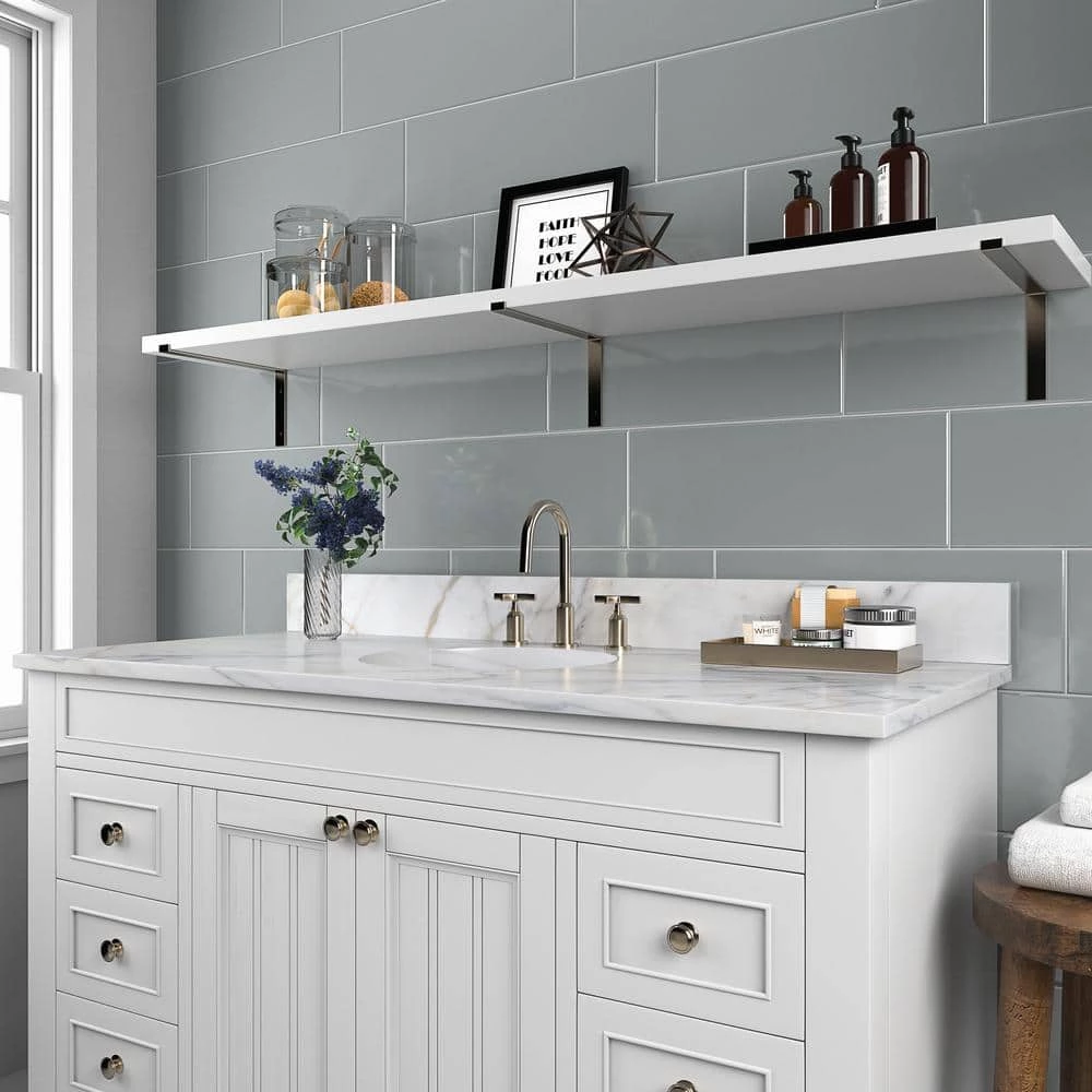 Restore Ash Gray 8 in. x 24 in. Glazed Ceramic Wall Tile (13.3 sq. ft./Case) by Daltile 4 Restore Ash Gray 8 in. x 24 in. Glazed Ceramic Wall Tile (13.3 sq. ft./Case) by Daltile - Image 2