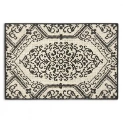Cafe Jardin Beige/Black 23.6 in. x 35.4 in. Kitchen Mat by Home Dynamix