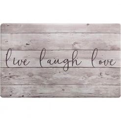 Cozy Living Live Laugh Love Beige 17.5 in. x 30 in. Anti Fatigue Kitchen Mat by Home Dynamix
