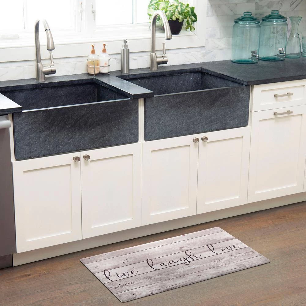 Cozy Living Live Laugh Love Beige 17.5 in. x 30 in. Anti Fatigue Kitchen Mat by Home Dynamix 4 Cozy Living Live Laugh Love Beige 17.5 in. x 30 in. Anti Fatigue Kitchen Mat by Home Dynamix - Image 2