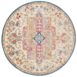 Serena Daina Beige/Multi 8 ft. Round Medallion Area Rug by Home Dynamix