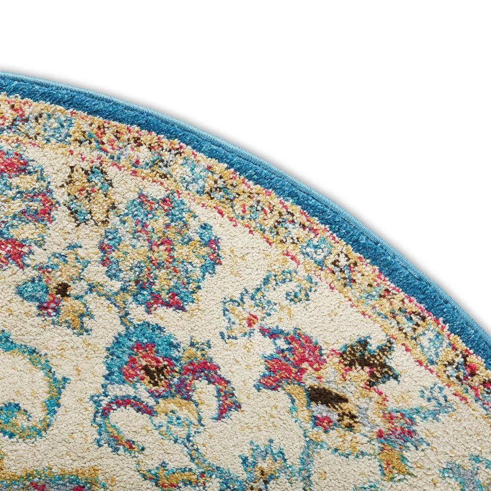 Serena Daina Beige/Multi 8 ft. Round Medallion Area Rug by Home Dynamix 5 Serena Daina Beige/Multi 8 ft. Round Medallion Area Rug by Home Dynamix - Image 3