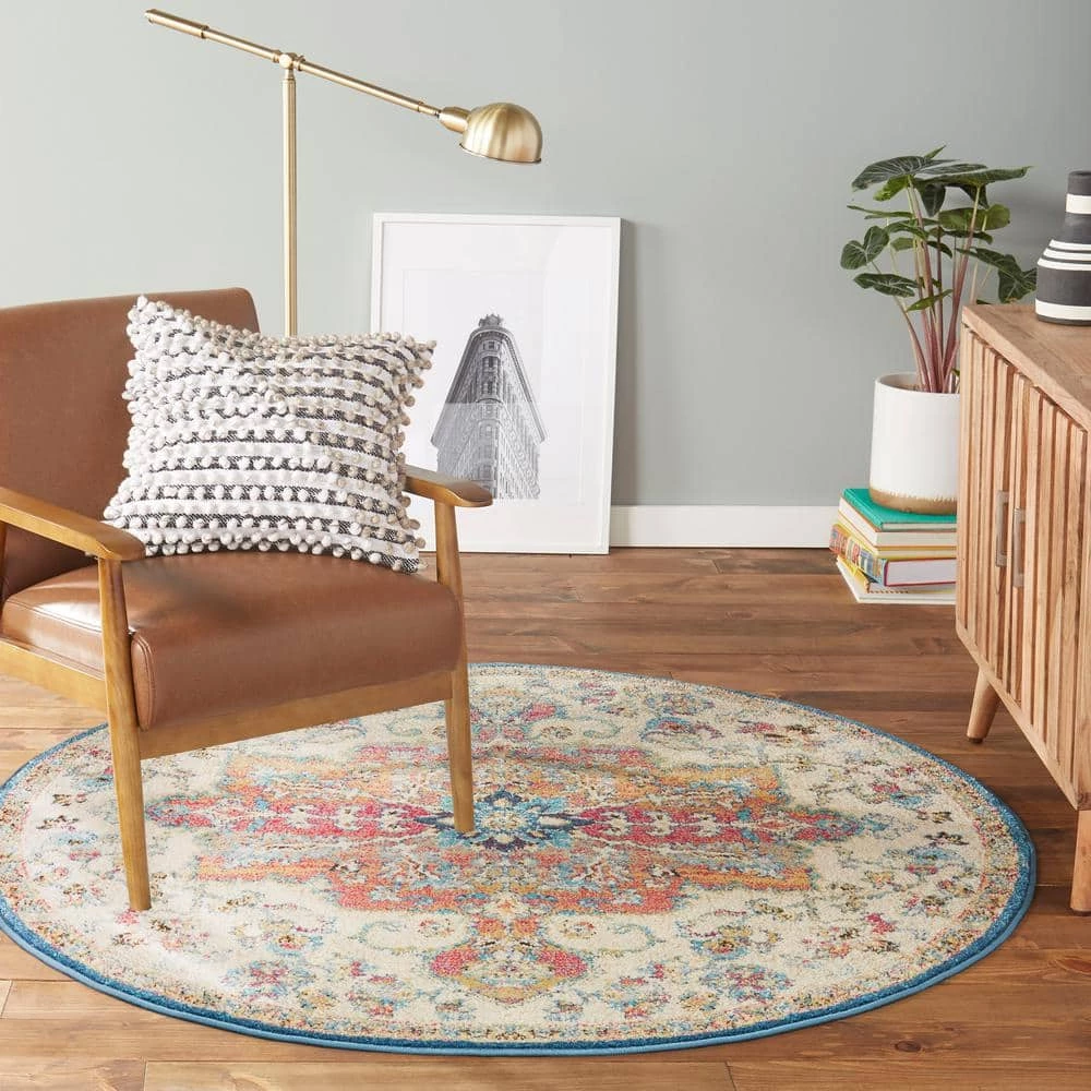 Serena Daina Beige/Multi 8 ft. Round Medallion Area Rug by Home Dynamix 4 Serena Daina Beige/Multi 8 ft. Round Medallion Area Rug by Home Dynamix - Image 2