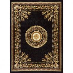 Optimum Athens Black/Beige 5 ft. x 7 ft. Border Area Rug by Home Dynamix