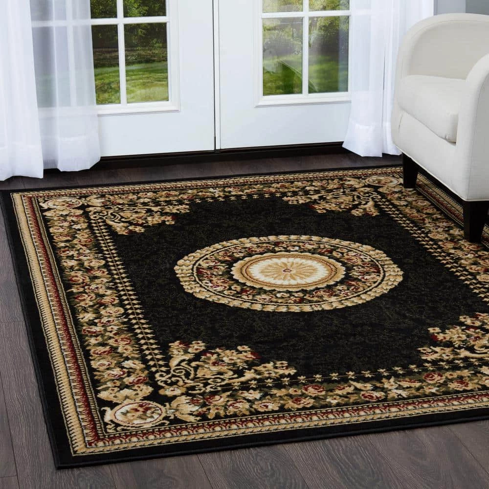 Optimum Athens Black/Beige 5 ft. x 7 ft. Border Area Rug by Home Dynamix 4 Optimum Athens Black/Beige 5 ft. x 7 ft. Border Area Rug by Home Dynamix - Image 2