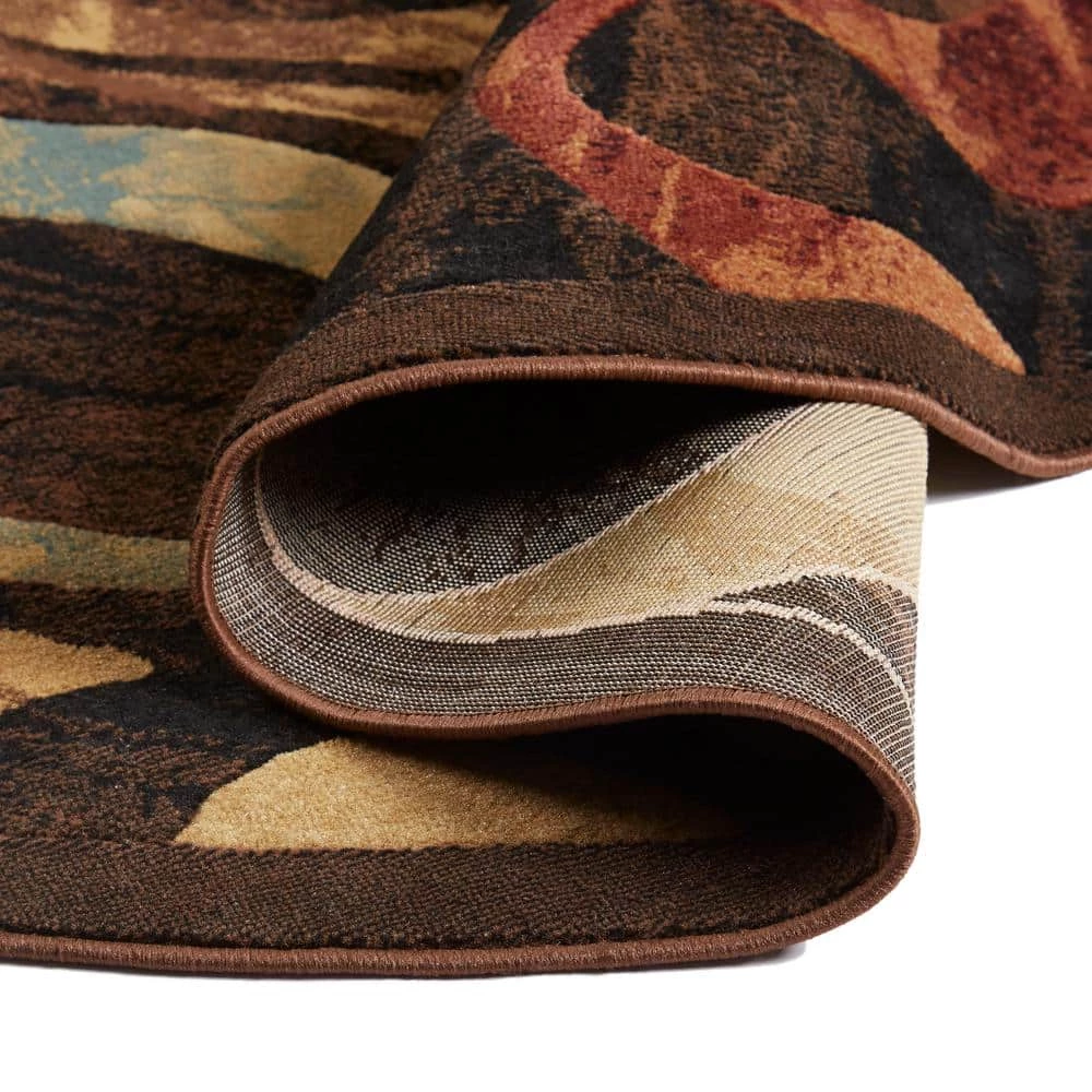 Catalina Picasso Black/Brown 5 ft. Geometric Round Area Rug by Home Dynamix 6 Catalina Picasso Black/Brown 5 ft. Geometric Round Area Rug by Home Dynamix - Image 4