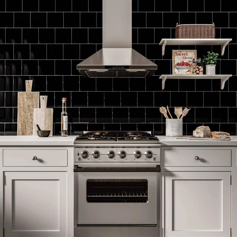 Restore Black 6 in. x 6 in. Glazed Ceramic Wall Tile (12.5 sq. ft./Case) by Daltile 4 Restore Black 6 in. x 6 in. Glazed Ceramic Wall Tile (12.5 sq. ft./Case) by Daltile - Image 2