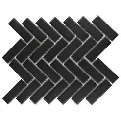 Restore Matte Black Herringbone 9 in. x 12 in. x 6.35 mm Glazed Ceramic Mosaic Tile (0.6 sq. ft./Each) by Daltile