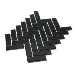 Restore Black 9 in. x 12 in. Glazed Ceramic Herringbone Mosaic Tile (0.6 sq. ft./Each) by Daltile 12 Restore Black 9 in. x 12 in. Glazed Ceramic Herringbone Mosaic Tile (0.6 sq. ft./Each) by Daltile -Daltile Sales Store black glossy daltile ceramic tile k11113herms1p2 40 1000