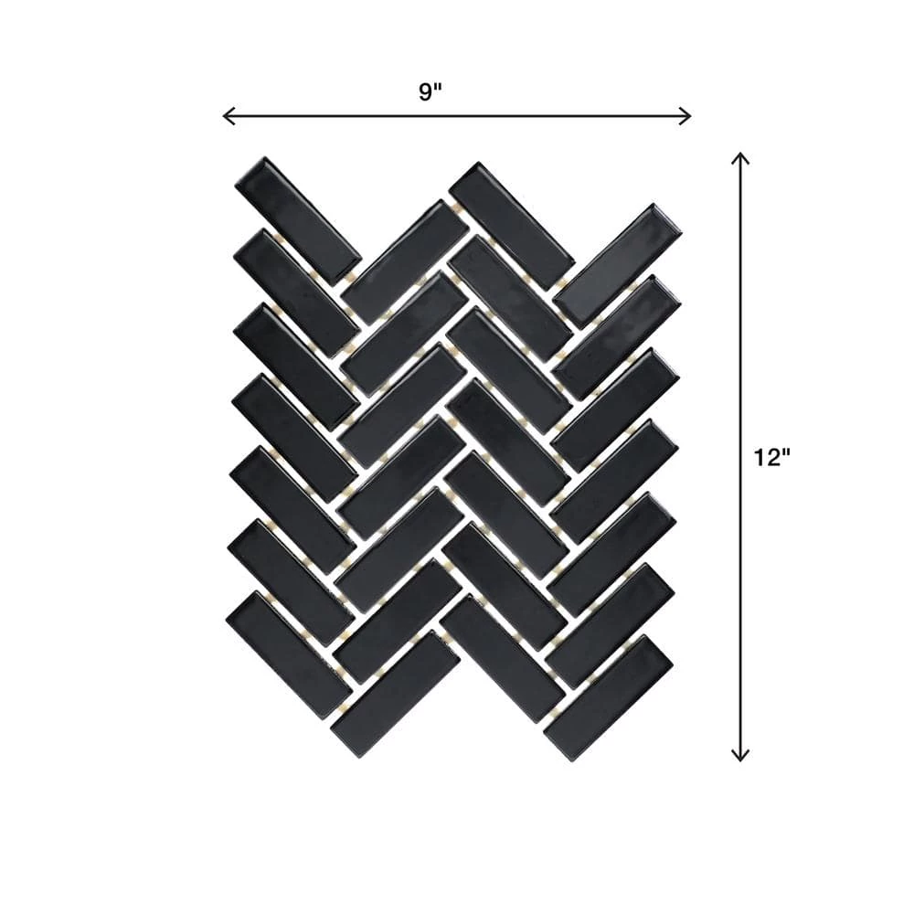 Restore Black 9 in. x 12 in. Glazed Ceramic Herringbone Mosaic Tile (0.6 sq. ft./Each) by Daltile 6 Restore Black 9 in. x 12 in. Glazed Ceramic Herringbone Mosaic Tile (0.6 sq. ft./Each) by Daltile - Image 4