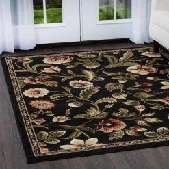 Optimum Black/Green 8 ft. x 10 ft. Floral Area Rug by Home Dynamix -Daltile Sales Store black green home dynamix area rugs 1 11029 450 a0 1000