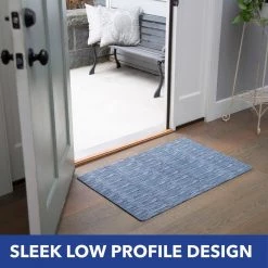 Smooth Step Blue/Black Houndstooth 24 in. x 35 in. Machine Washable Kitchen Mat by Home Dynamix -Daltile Sales Store blue black home dynamix door mats 3 ssht 309 1f 1000