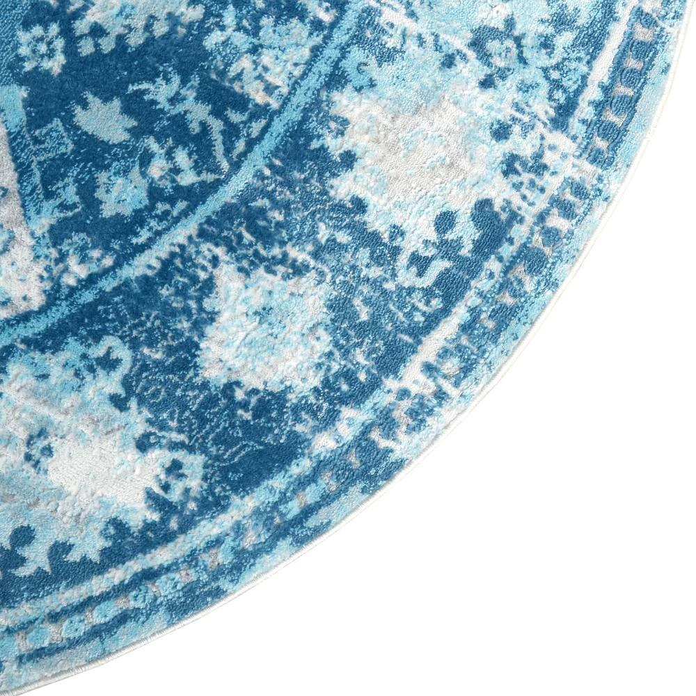 Palmyra Dali Blue/Grey 8 ft. Geometric Round Area Rug by Home Dynamix 5 Palmyra Dali Blue/Grey 8 ft. Geometric Round Area Rug by Home Dynamix - Image 3