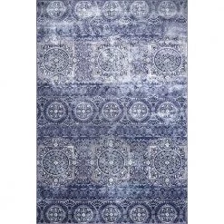 Bazaar Crystal Blue 9 ft. x 12 ft. Medallion Area Rug by Home Dynamix