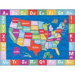 Elementary US Map Blue/Red 7 ft. x 10 ft. Kids Area Rug by Home Dynamix