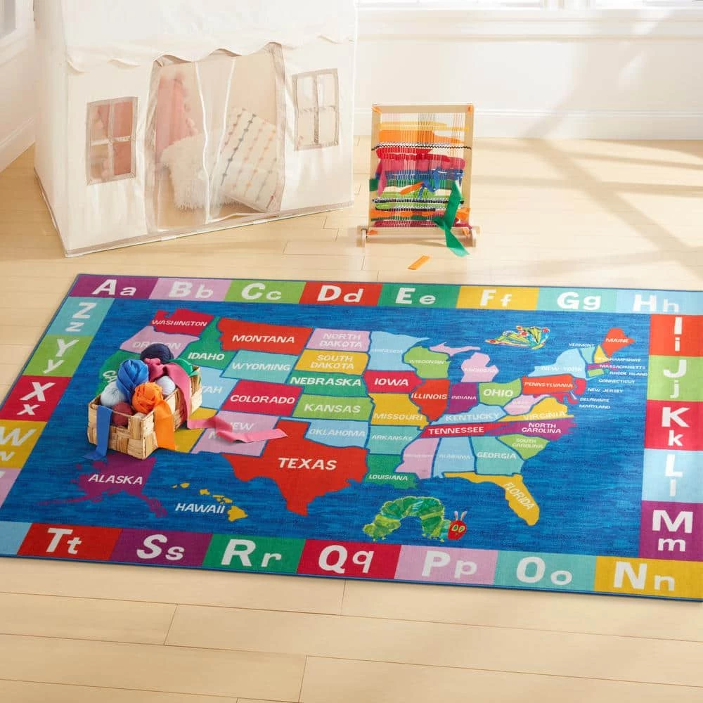Elementary US Map Blue/Red 7 ft. x 10 ft. Kids Area Rug by Home Dynamix 6 Elementary US Map Blue/Red 7 ft. x 10 ft. Kids Area Rug by Home Dynamix - Image 4
