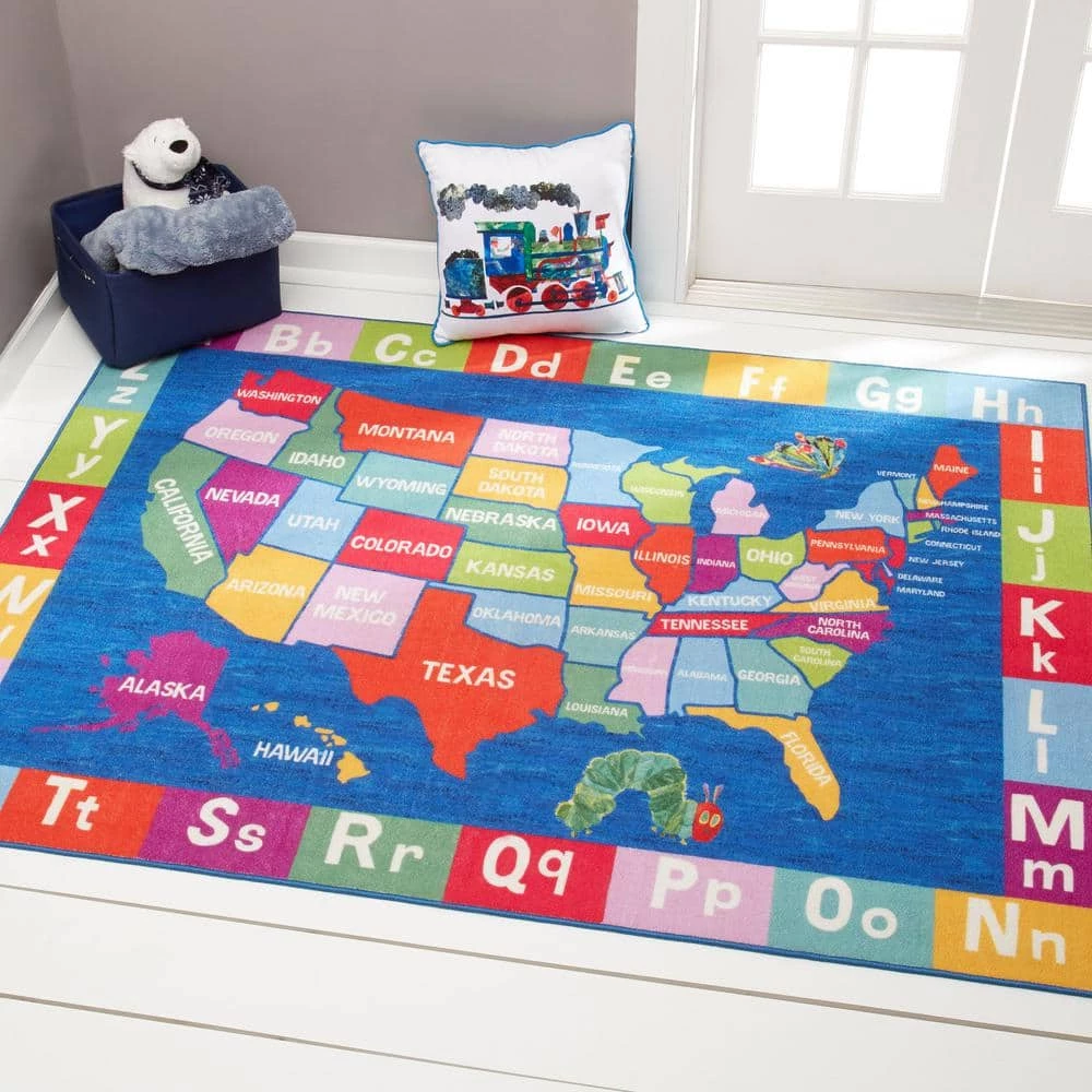 Elementary US Map Blue/Red 7 ft. x 10 ft. Kids Area Rug by Home Dynamix 4 Elementary US Map Blue/Red 7 ft. x 10 ft. Kids Area Rug by Home Dynamix - Image 2