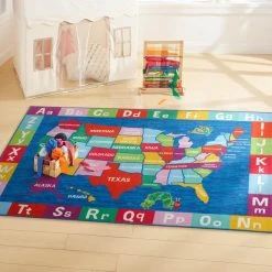 Elementary US Map Blue/Red 3 ft. x 5 ft. Kids Area Rug by Home Dynamix -Daltile Sales Store blue red home dynamix kids rugs 4a ecem02 a0 1000