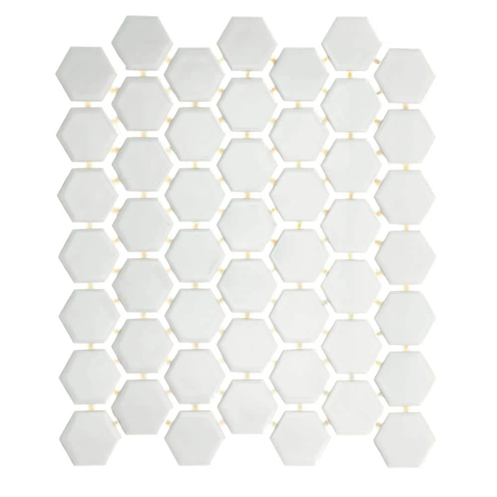 Restore Bright White 10 in. x 12 in. Glazed Ceramic Hexagon Mosaic Tile (0.81 sq. ft./each) by Daltile 6 Restore Bright White 10 in. x 12 in. Glazed Ceramic Hexagon Mosaic Tile (0.81 sq. ft./each) by Daltile - Image 4