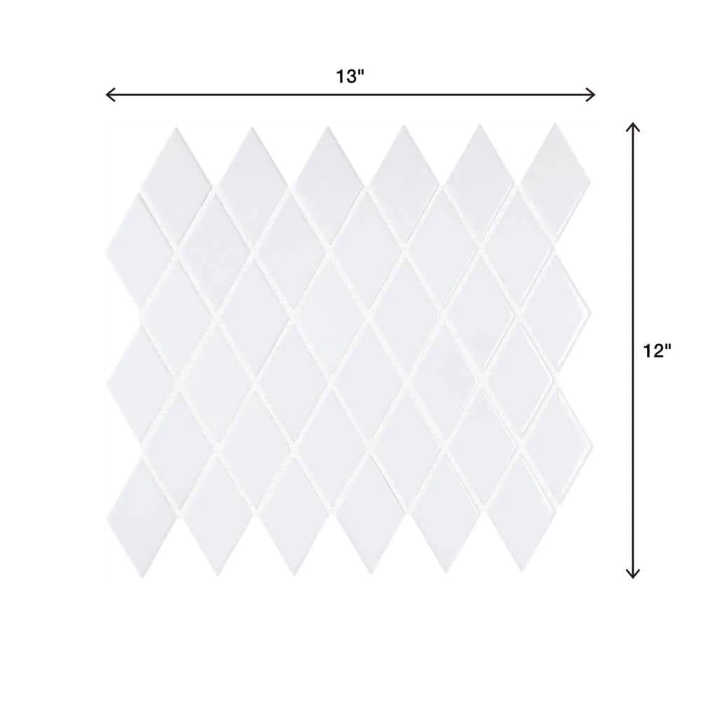 Restore Bright White 12 in. x 13 in. Glazed Ceramic Diamond Mosaic Tile (0.88 sq. ft./Piece) by Daltile 8 Restore Bright White 12 in. x 13 in. Glazed Ceramic Diamond Mosaic Tile (0.88 sq. ft./Piece) by Daltile - Image 6