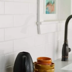 Restore Bright White 4 in. x 16 in. Ceramic Subway Wall Tile (0.44 sq. ft./ piece) by Daltile -Daltile Sales Store bright white daltile ceramic tile re15416hd1p2 44 1000 1