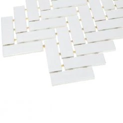 Restore Bright White Glossy 9 in. x 12 in. Glazed Ceramic Herringbone Mosaic Tile (0.6 sq. ft./each) by Daltile -Daltile Sales Store bright white glossy daltile ceramic tile 019013herms1p2 c3 1000