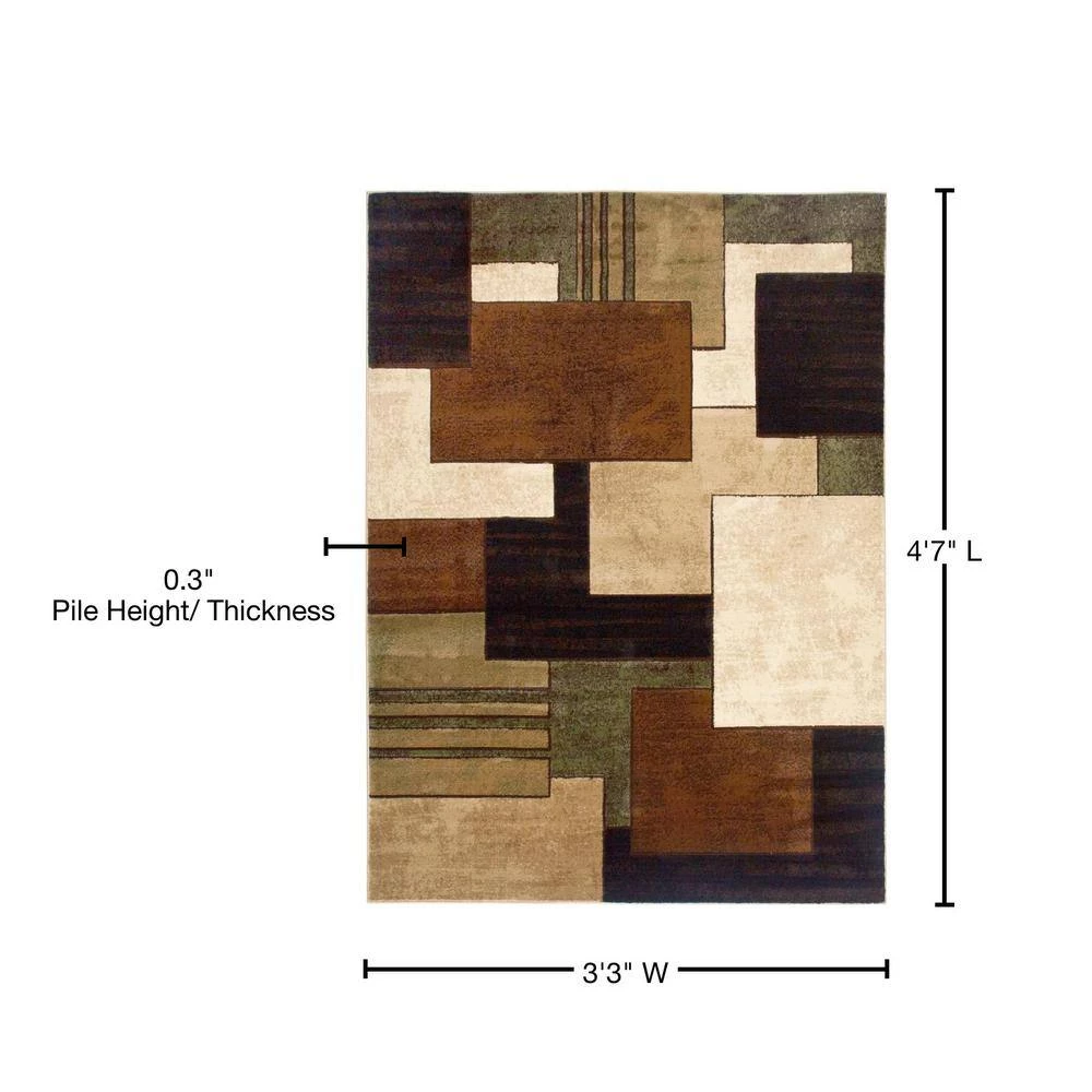 Tribeca Brown/Green 3 ft. x 5 ft. Geometric Area Rug by Home Dynamix 8 Tribeca Brown/Green 3 ft. x 5 ft. Geometric Area Rug by Home Dynamix - Image 6