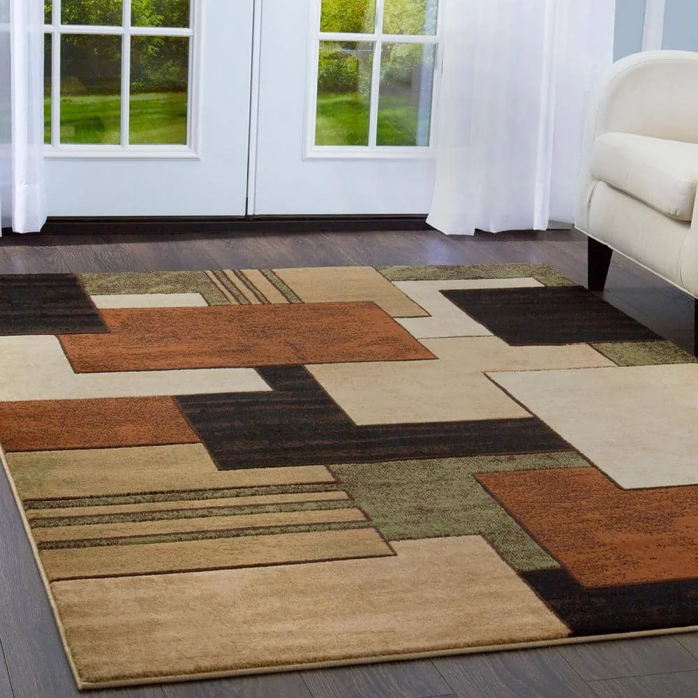 Tribeca Brown/Green 3 ft. x 5 ft. Geometric Area Rug by Home Dynamix 4 Tribeca Brown/Green 3 ft. x 5 ft. Geometric Area Rug by Home Dynamix - Image 2
