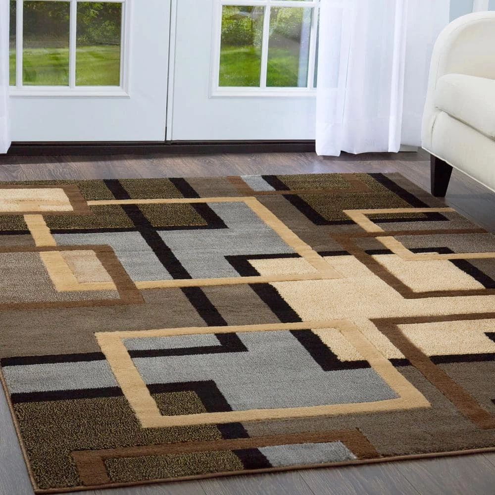 Tribeca Grey/Brown/Grey 8 ft. x 11 ft. Geometric Area Rug by Home Dynamix 4 Tribeca Grey/Brown/Grey 8 ft. x 11 ft. Geometric Area Rug by Home Dynamix - Image 2