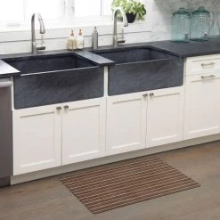 Smooth Step Brown Stripe 24 in. x 35 in. Machine Washable Kitchen Mat by Home Dynamix -Daltile Sales Store brown home dynamix door mats 3 sstp 500 40 1000