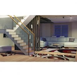 Tribeca Slade Brown/Red 5 ft. x 7 ft. Abstract 3-Piece Area Rug Set by Home Dynamix -Daltile Sales Store brown red home dynamix rug sets 3ns hd5382 539 40 1000