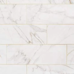 LuxeCraft Calacatta Gold Marble 8 in. x 24 in. Glazed Ceramic Wall Tile (13.3 sq. ft./Case) by Daltile