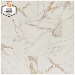 QuicTile 12 in. x 24 in. Calacatta Marble Polished Porcelain Locking Floor Tile (9.6 sq. ft. / case) by Daltile