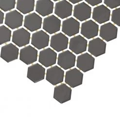 Restore Charcoal 10 in. x 12 in. Glazed Ceramic Hexagon Mosaic Tile (0.81 sq. ft./each) by Daltile -Daltile Sales Store charcoal daltile ceramic tile 018015hexms1p2 66 1000