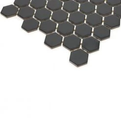 Restore Charcoal 10 in. x 12 in. Glazed Ceramic Hexagon Mosaic Tile (0.81 sq. ft./each) by Daltile -Daltile Sales Store charcoal daltile ceramic tile 018015hexms1p2 c3 1000