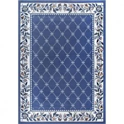Premium Aydin Blue/Ivory 8 ft. x 10 ft. Geometric Area Rug by Home Dynamix