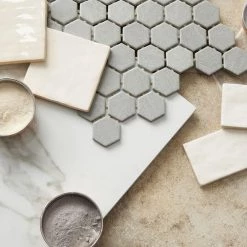 Nova Falls Gray 10 in. x 12 in. x 6.35 mm Ceramic Hexagon Mosaic Floor and Wall Tile (0.81 sq. ft./Each) by Daltile -Daltile Sales Store gray daltile ceramic tile np1015hexhd1p2 4f 1000