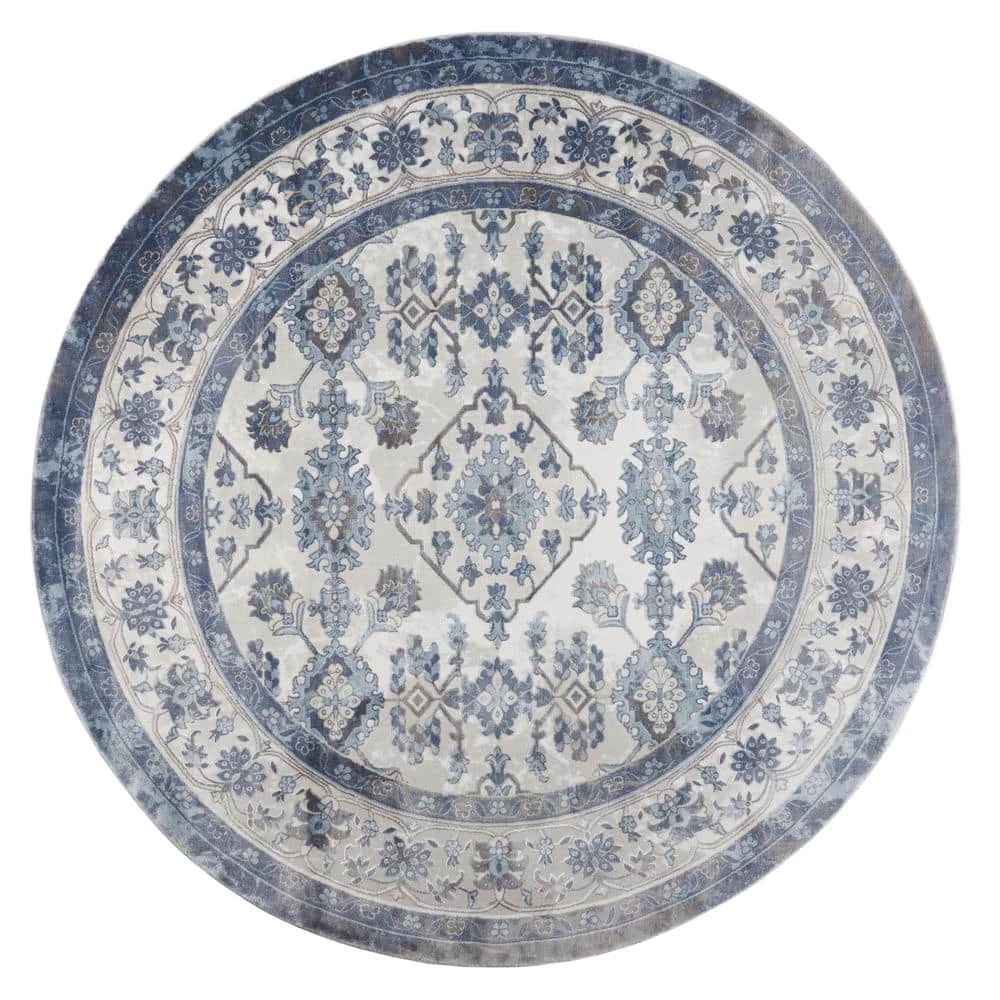 Bazaar Elegance Grey/Blue 8 ft. Medallion Round Area Rug by Home Dynamix 3 Bazaar Elegance Grey/Blue 8 ft. Medallion Round Area Rug by Home Dynamix