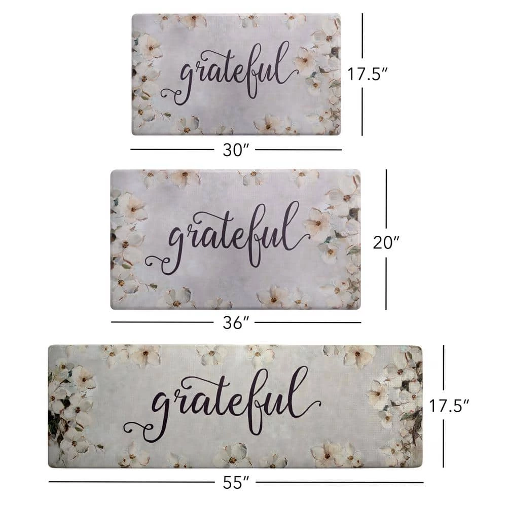 Cozy Living Grateful Floral Grey/Cream 17.5 in. x 55 in. Anti Fatigue Kitchen Mat by Home Dynamix 7 Cozy Living Grateful Floral Grey/Cream 17.5 in. x 55 in. Anti Fatigue Kitchen Mat by Home Dynamix - Image 5