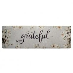 Cozy Living Grateful Floral Grey/Cream 17.5 in. x 55 in. Anti Fatigue Kitchen Mat by Home Dynamix