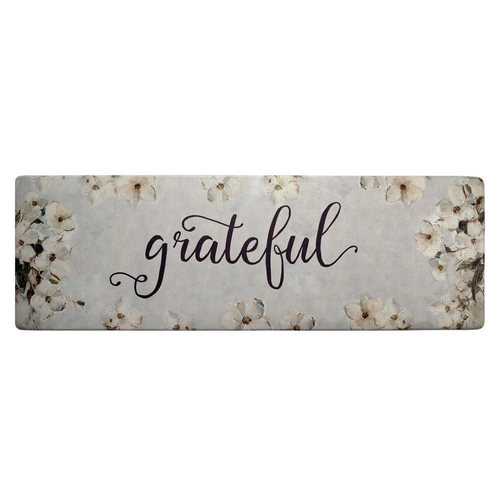 Cozy Living Grateful Floral Grey/Cream 17.5 in. x 55 in. Anti Fatigue Kitchen Mat by Home Dynamix 3 Cozy Living Grateful Floral Grey/Cream 17.5 in. x 55 in. Anti Fatigue Kitchen Mat by Home Dynamix