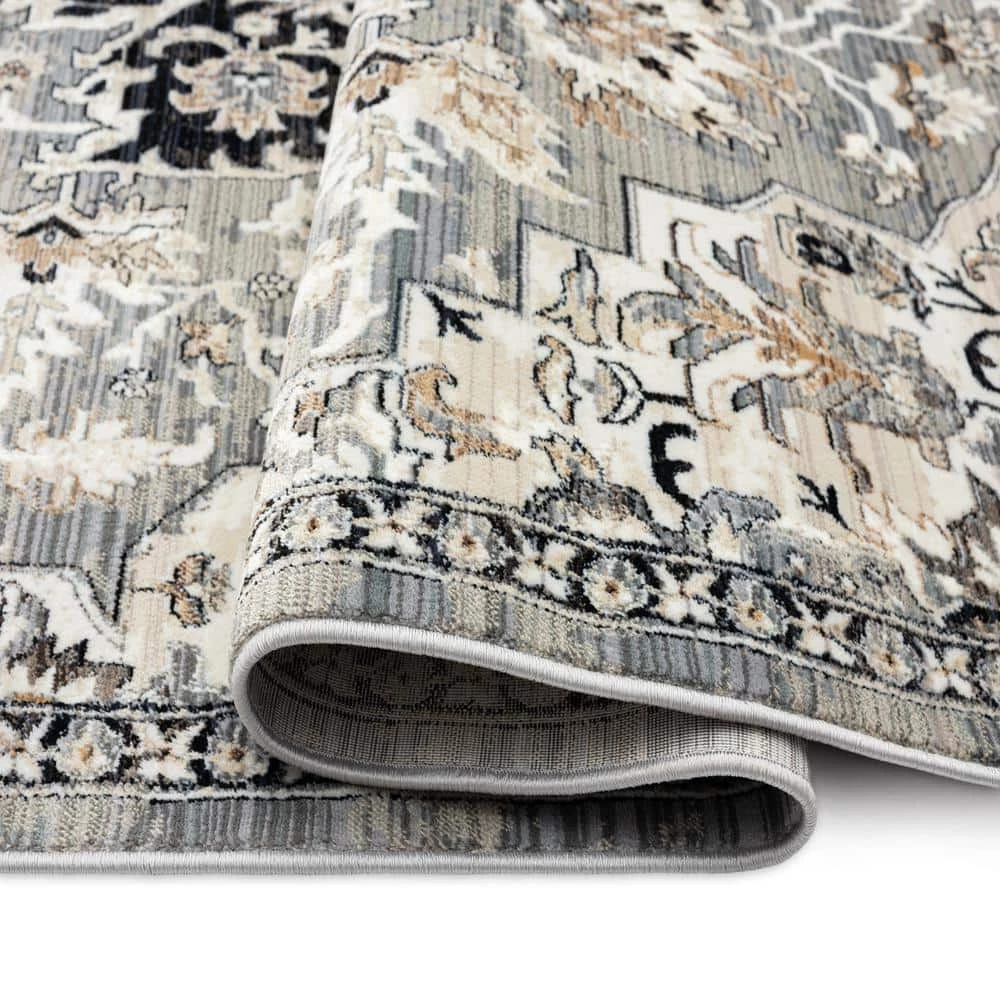 Bazaar Dazzle Grey/Blue 5 ft. x 7 ft. Medallion Area Rug by Home Dynamix 7 Bazaar Dazzle Grey/Blue 5 ft. x 7 ft. Medallion Area Rug by Home Dynamix - Image 5