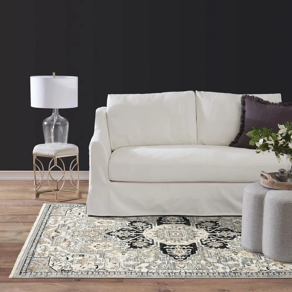 Bazaar Dazzle Grey/Blue 5 ft. x 7 ft. Medallion Area Rug by Home Dynamix 5 Bazaar Dazzle Grey/Blue 5 ft. x 7 ft. Medallion Area Rug by Home Dynamix - Image 3