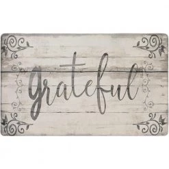 Cozy Living Grateful Floral Grey 17.5 in. x 30 in. Anti Fatigue Kitchen Mat by Home Dynamix