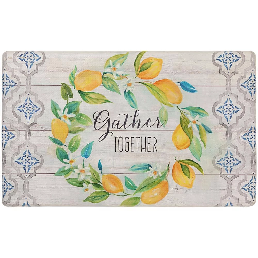 Cozy Living Lemon Wreath Gather Together Grey 20 in. x 36 in. Anti Fatigue Kitchen Mat by Home Dynamix 3 Cozy Living Lemon Wreath Gather Together Grey 20 in. x 36 in. Anti Fatigue Kitchen Mat by Home Dynamix