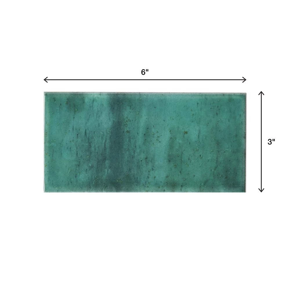 LuxeCraft Arteko 3 in. x 6 in. Glazed Ceramic Handmade Green Subway Tile (12.5 sq. ft./case) by Daltile 8 LuxeCraft Arteko 3 in. x 6 in. Glazed Ceramic Handmade Green Subway Tile (12.5 sq. ft./case) by Daltile - Image 6