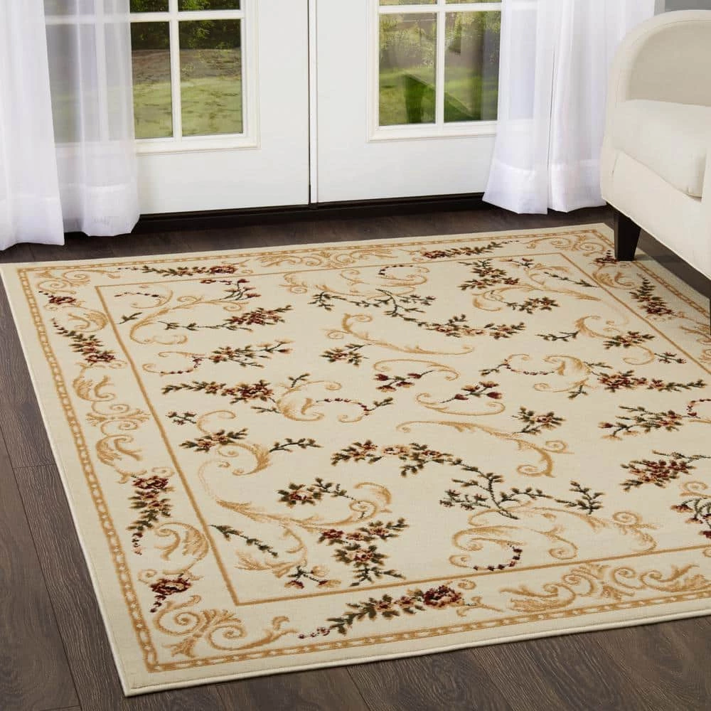 Optimum Ivory/Beige 8 ft. x 10 ft. Floral Indoor Area Rug by Home Dynamix 4 Optimum Ivory/Beige 8 ft. x 10 ft. Floral Indoor Area Rug by Home Dynamix - Image 2