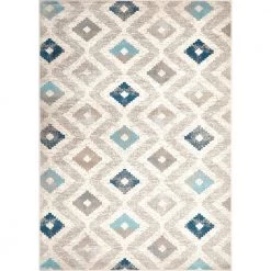 Melrose Maritza Ivory/Blue 5 ft. x 8 ft. Geometric Area Rug by Home Dynamix