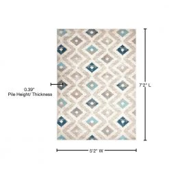 Melrose Maritza Ivory/Blue 5 ft. x 8 ft. Geometric Area Rug by Home Dynamix -Daltile Sales Store ivory blue home dynamix area rugs 2 7066 682 76 1000