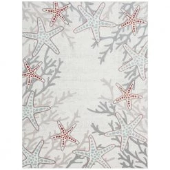 Marine Coral Navy Ivory/Blue 8 ft. x 10 ft. Starfish Indoor/Outdoor Area Rug by Home Dynamix